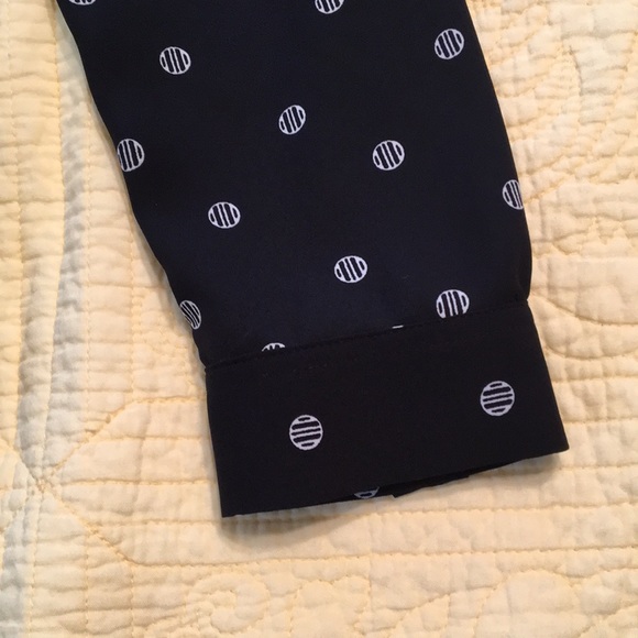 Loft Womens Blouse, Black with White Dot Pattern, Size Medium - Picture 4 of 4